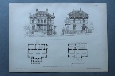 Holzstich Architektur Abbazia 1894 Villa Schönberger in Abbazia erbaut L Theyer